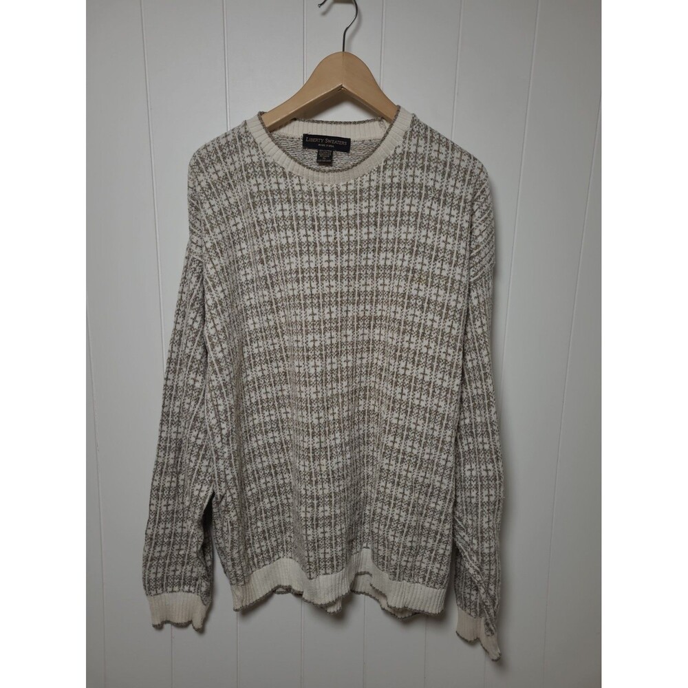 Vintage Liberty Sweater Mens XL Knit 90s Grandpa Dad Crewneck Made In USA